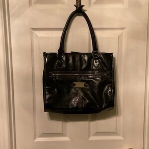 Franco Sarto Glossy Black Tote it Travel Bag